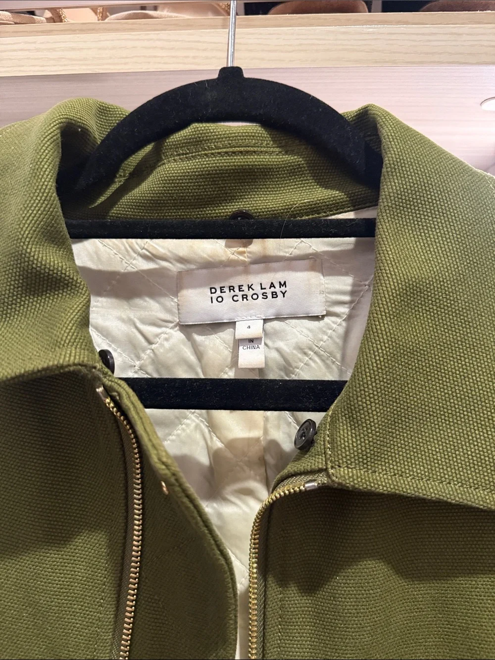10 Crosby Derek Lam Olive Green Quilted Bomber Jacket